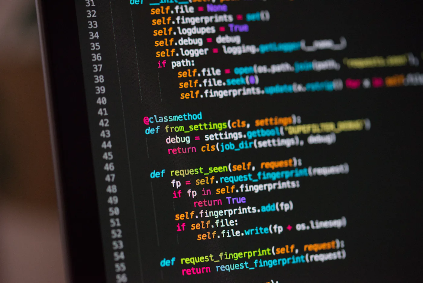 Source code on screen